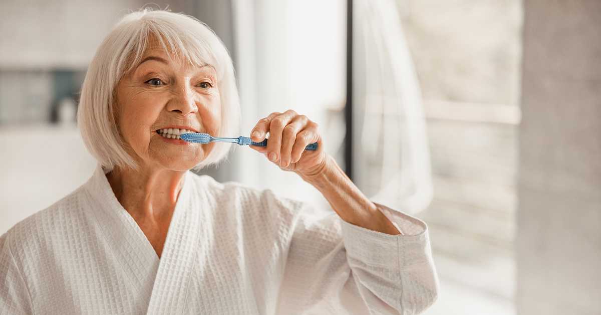 woman practicing gum care